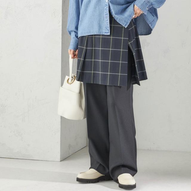 シップス（SHIPS）/《予約》チェック プリーツ 巻き スカート