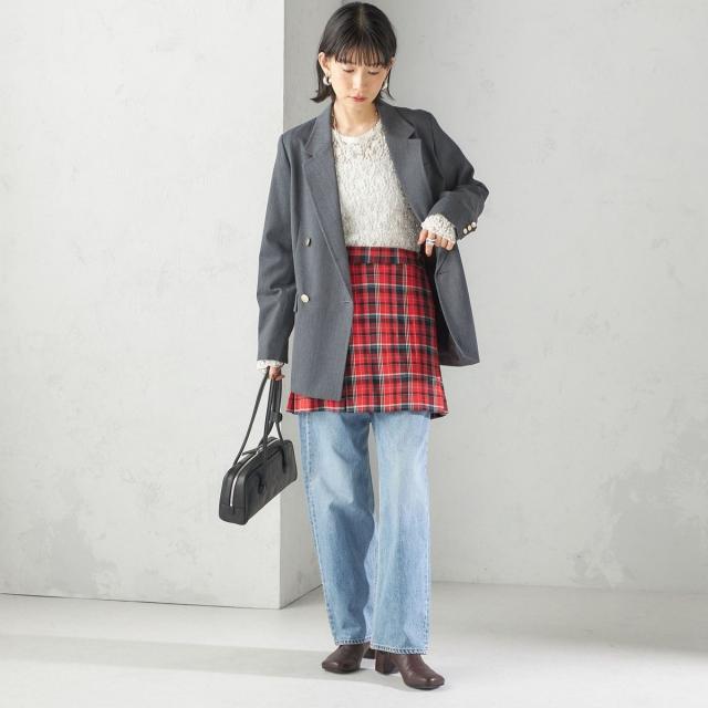 シップス（SHIPS）/《予約》チェック プリーツ 巻き スカート