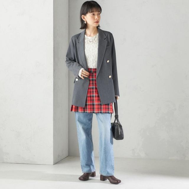 シップス（SHIPS）/《予約》チェック プリーツ 巻き スカート