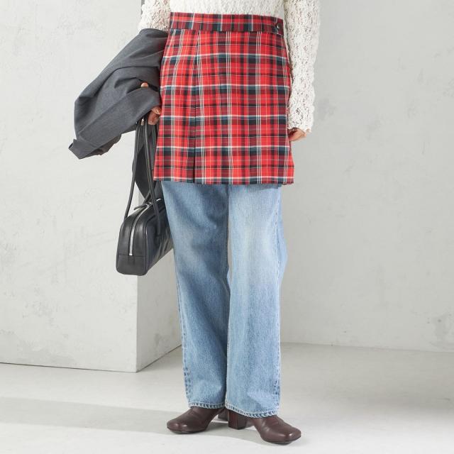 シップス（SHIPS）/《予約》チェック プリーツ 巻き スカート