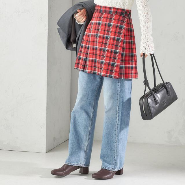 シップス（SHIPS）/《予約》チェック プリーツ 巻き スカート