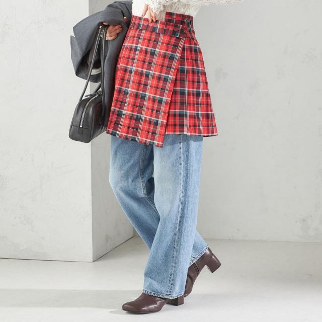 シップス（SHIPS）/《予約》チェック プリーツ 巻き スカート