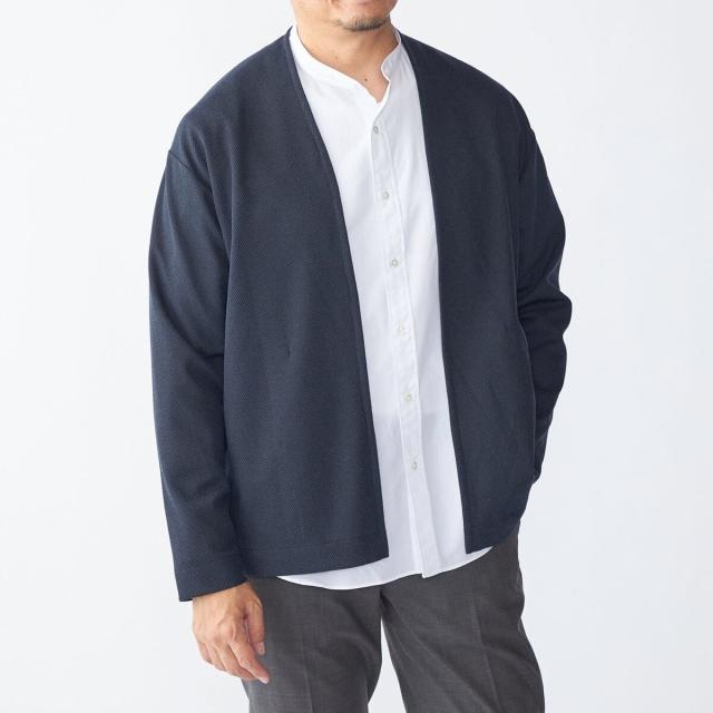 シップス（SHIPS）/SHIPS:〈手洗い可能〉ドビー メッシュ ノーカラー カーディガン