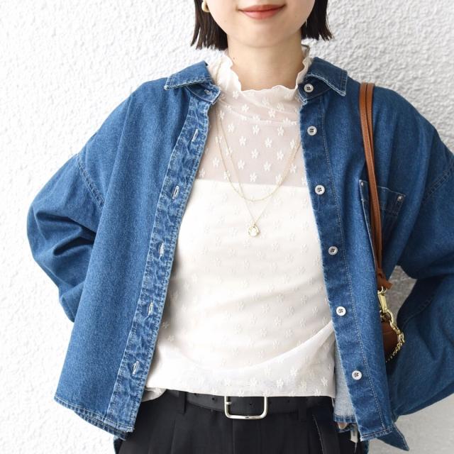 シップス（SHIPS）/《一部追加予約》〈手洗い可能〉フラワー チュール ハイネック プルオーバー