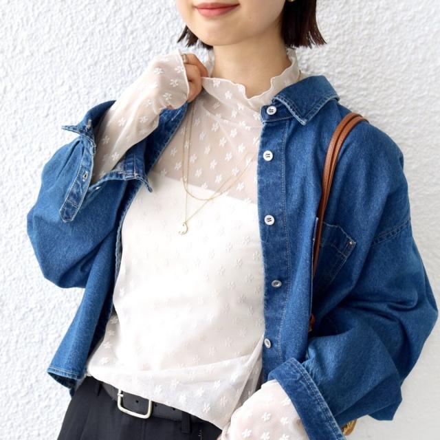 シップス（SHIPS）/《一部追加予約》〈手洗い可能〉フラワー チュール ハイネック プルオーバー