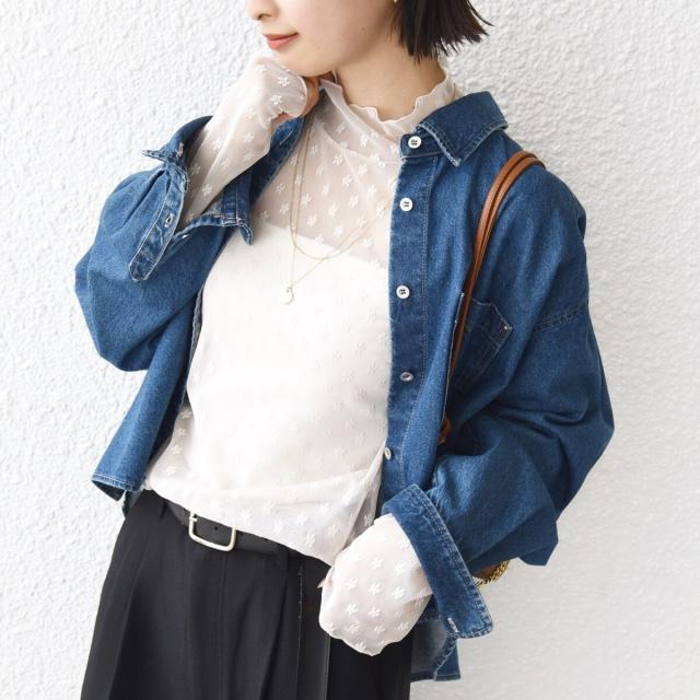 シップス（SHIPS）/《一部追加予約》〈手洗い可能〉フラワー チュール ハイネック プルオーバー