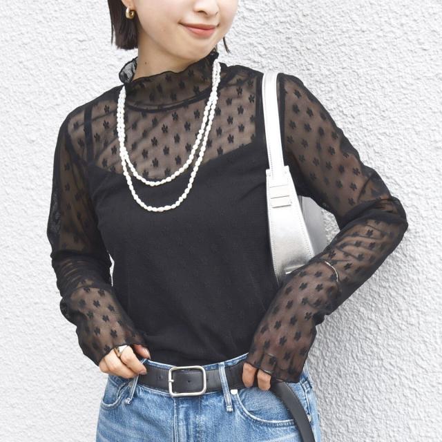 シップス（SHIPS）/《一部追加予約》〈手洗い可能〉フラワー チュール ハイネック プルオーバー