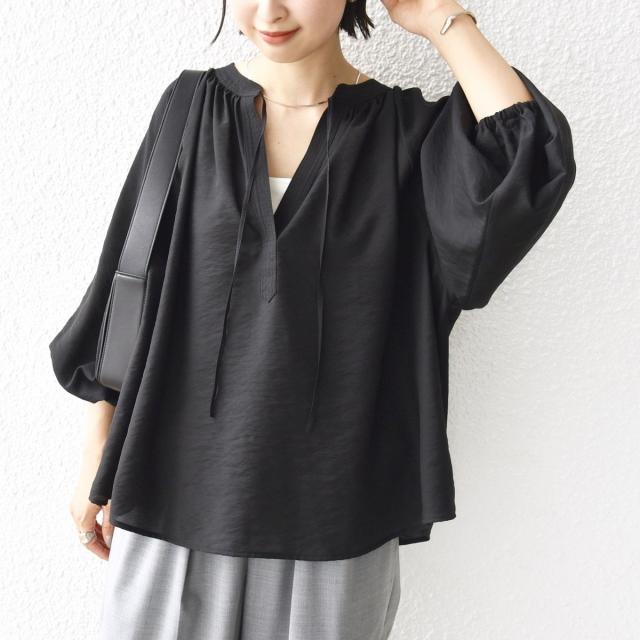 シップス（SHIPS）/〈手洗い可能〉シアー タンブラー デザイン ギャザー ブラウス