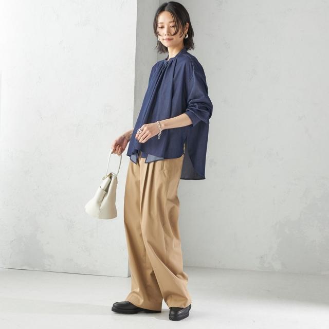 シップス（SHIPS）/《予約》〈手洗い可能〉デニム ライク リボン タイ ブラウス