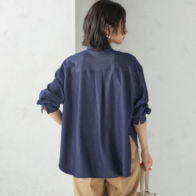 シップス（SHIPS）/《予約》〈手洗い可能〉デニム ライク リボン タイ ブラウス