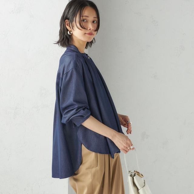 シップス（SHIPS）/《予約》〈手洗い可能〉デニム ライク リボン タイ ブラウス