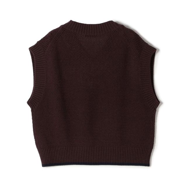 シップス（SHIPS）/SHIPS Primary Navy Label:〈手洗い可能〉メッシュ ライン ニット ベスト_3