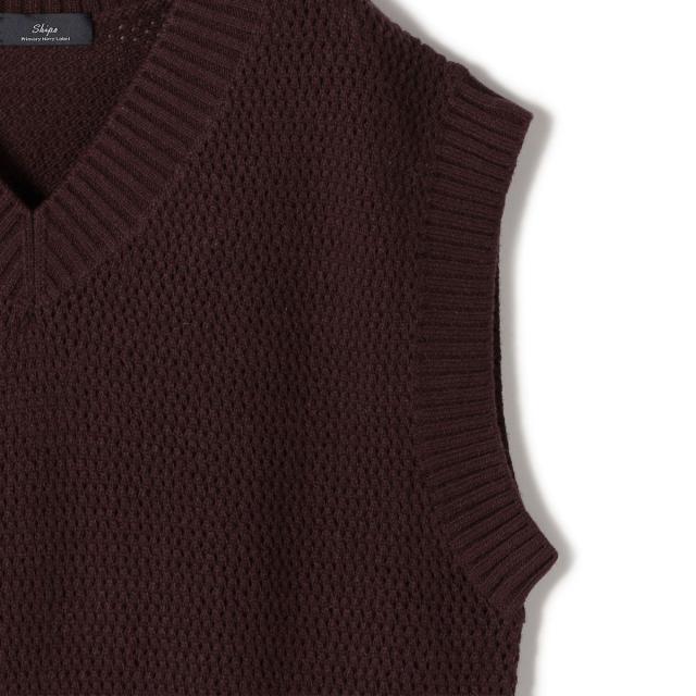 シップス（SHIPS）/SHIPS Primary Navy Label:〈手洗い可能〉メッシュ ライン ニット ベスト_5