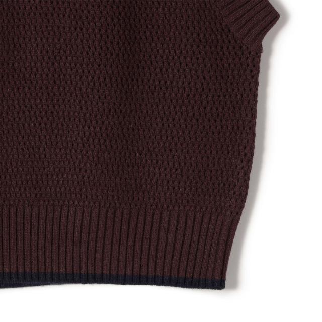 シップス（SHIPS）/SHIPS Primary Navy Label:〈手洗い可能〉メッシュ ライン ニット ベスト_6