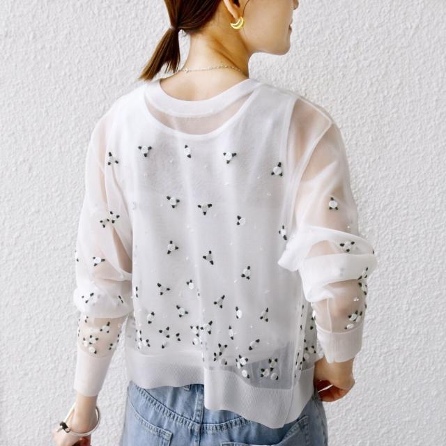 シップス（SHIPS）/〈手洗い可能〉フラワー 刺繍 2WAY カーディガン