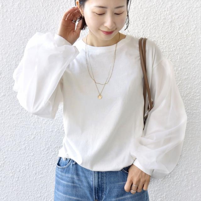 シップス（SHIPS）/《一部追加予約》【WEB限定】〈手洗い可能〉シアー コンビ 裾 ドロスト プルオーバー