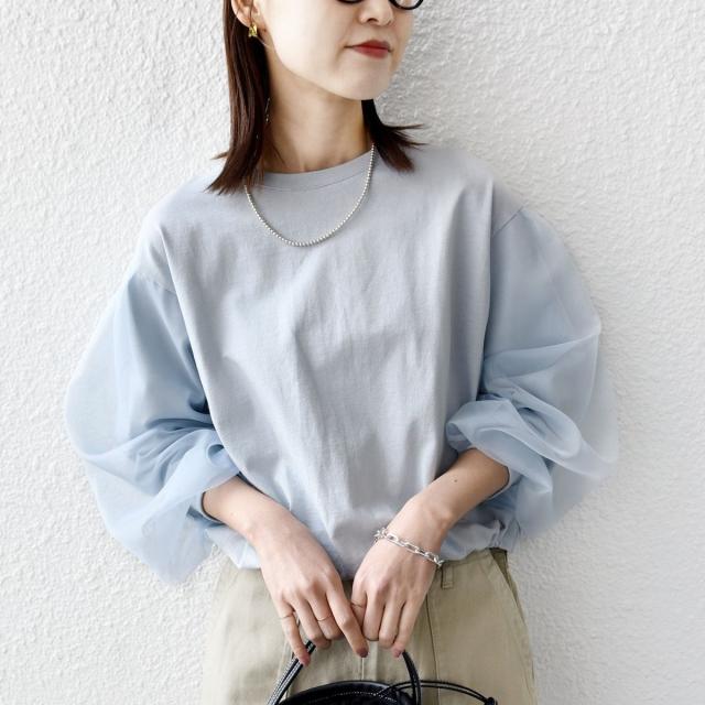 シップス（SHIPS）/《一部追加予約》【WEB限定】〈手洗い可能〉シアー コンビ 裾 ドロスト プルオーバー