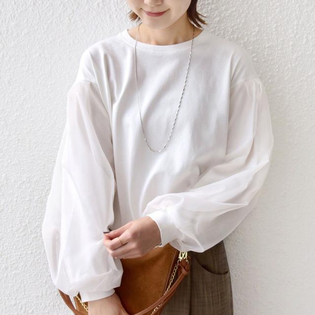 シップス（SHIPS）/《一部追加予約》【WEB限定】〈手洗い可能〉シアー コンビ 裾 ドロスト プルオーバー