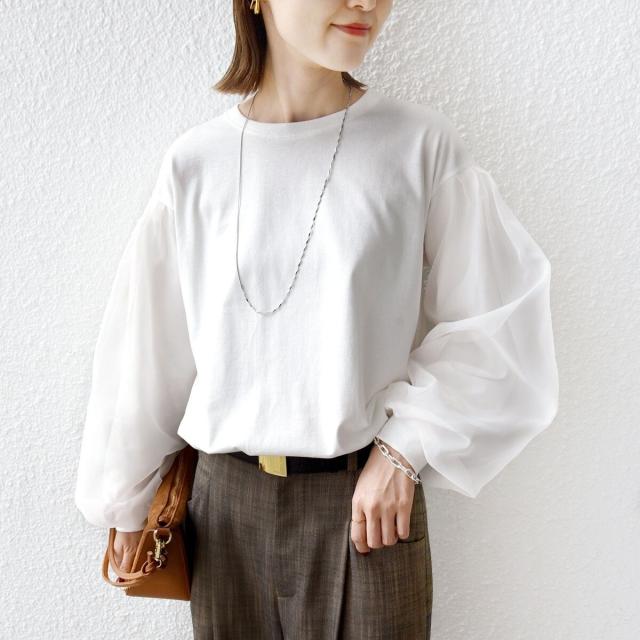 シップス（SHIPS）/《一部追加予約》【WEB限定】〈手洗い可能〉シアー コンビ 裾 ドロスト プルオーバー