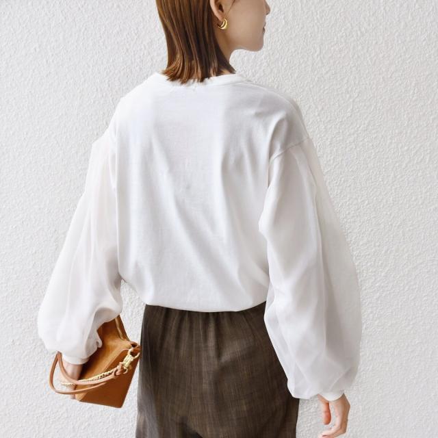 シップス（SHIPS）/《一部追加予約》【WEB限定】〈手洗い可能〉シアー コンビ 裾 ドロスト プルオーバー