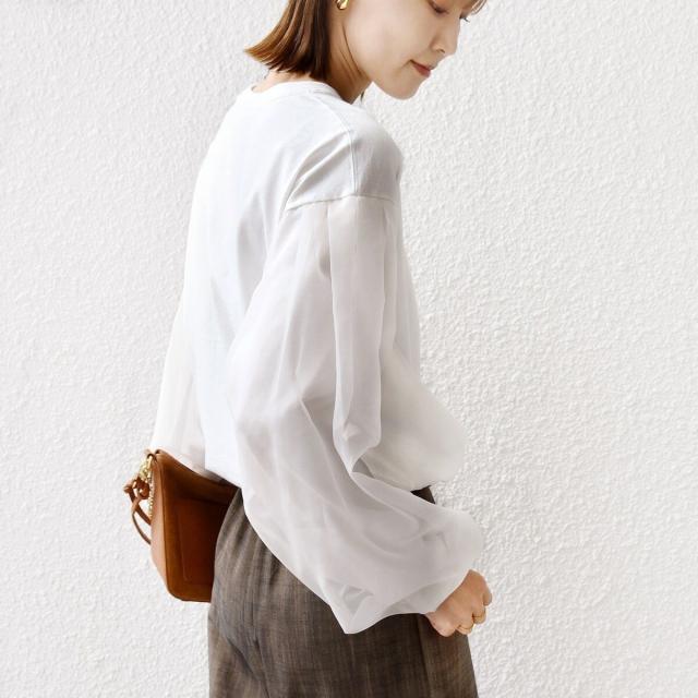 シップス（SHIPS）/《一部追加予約》【WEB限定】〈手洗い可能〉シアー コンビ 裾 ドロスト プルオーバー