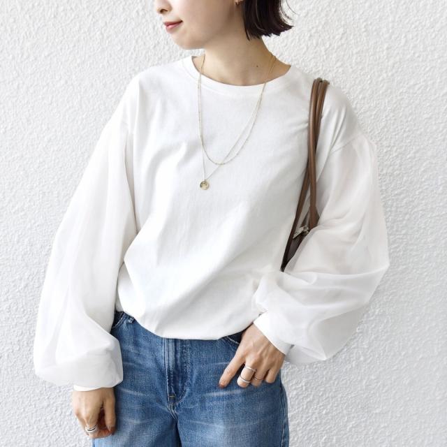 シップス（SHIPS）/《一部追加予約》【WEB限定】〈手洗い可能〉シアー コンビ 裾 ドロスト プルオーバー