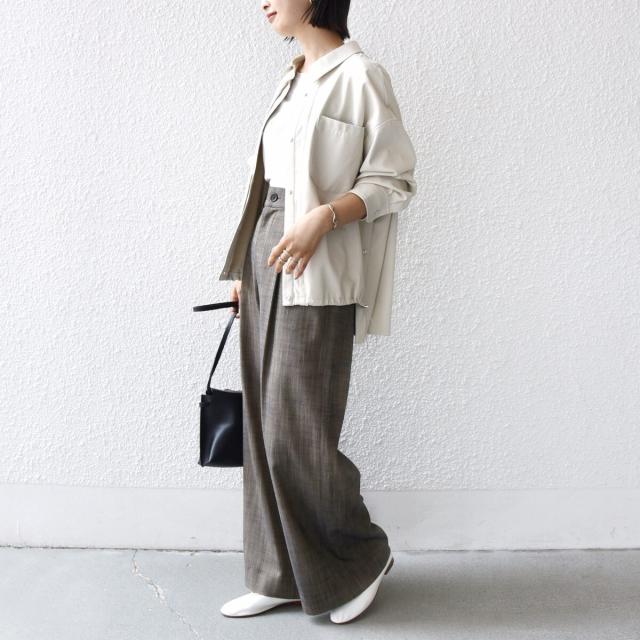 シップス（SHIPS）/《予約》【WEB限定】〈手洗い可能〉合成皮革 裾 ドロスト シャツ 羽織