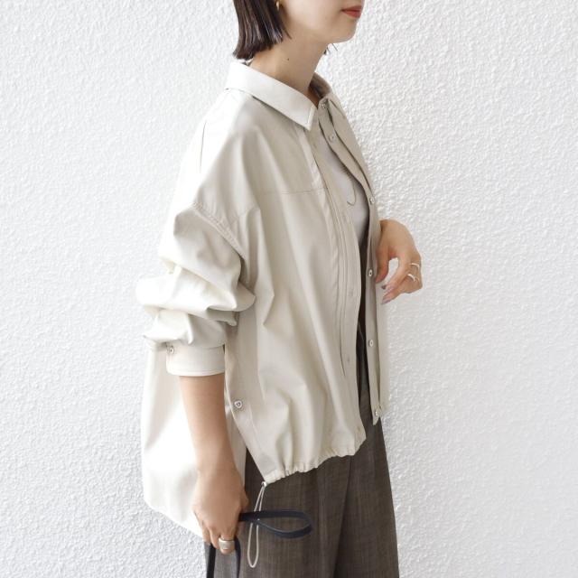 シップス（SHIPS）/《予約》【WEB限定】〈手洗い可能〉合成皮革 裾 ドロスト シャツ 羽織