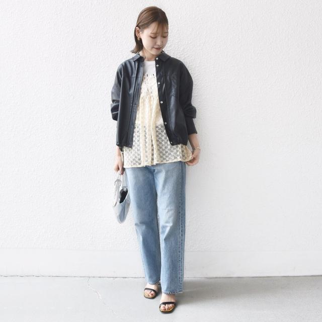 シップス（SHIPS）/《予約》【WEB限定】〈手洗い可能〉合成皮革 裾 ドロスト シャツ 羽織