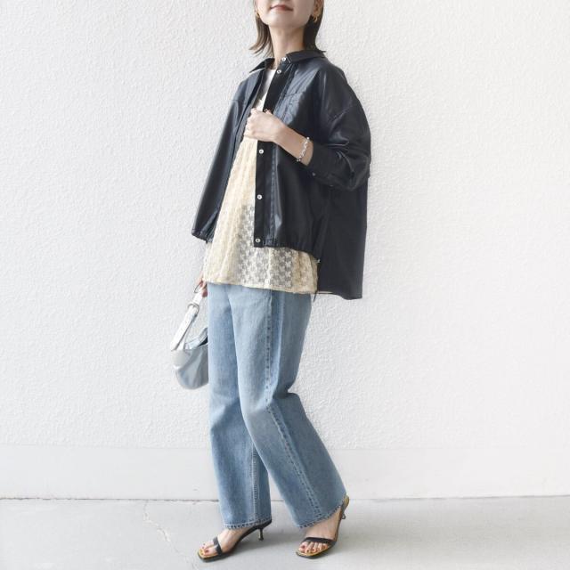 シップス（SHIPS）/《予約》【WEB限定】〈手洗い可能〉合成皮革 裾 ドロスト シャツ 羽織