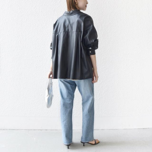 シップス（SHIPS）/《予約》【WEB限定】〈手洗い可能〉合成皮革 裾 ドロスト シャツ 羽織