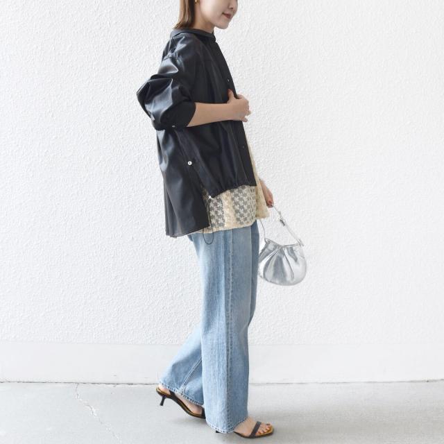 シップス（SHIPS）/《予約》【WEB限定】〈手洗い可能〉合成皮革 裾 ドロスト シャツ 羽織