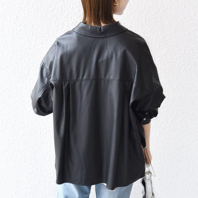 シップス（SHIPS）/《予約》【WEB限定】〈手洗い可能〉合成皮革 裾 ドロスト シャツ 羽織