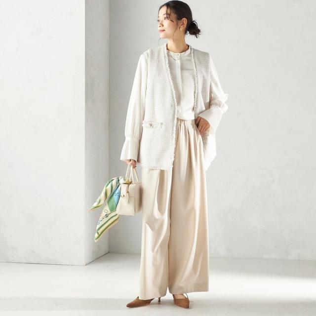 シップス（SHIPS）/〈洗濯機可能〉ストレッチ ツイル イージー タック パンツ