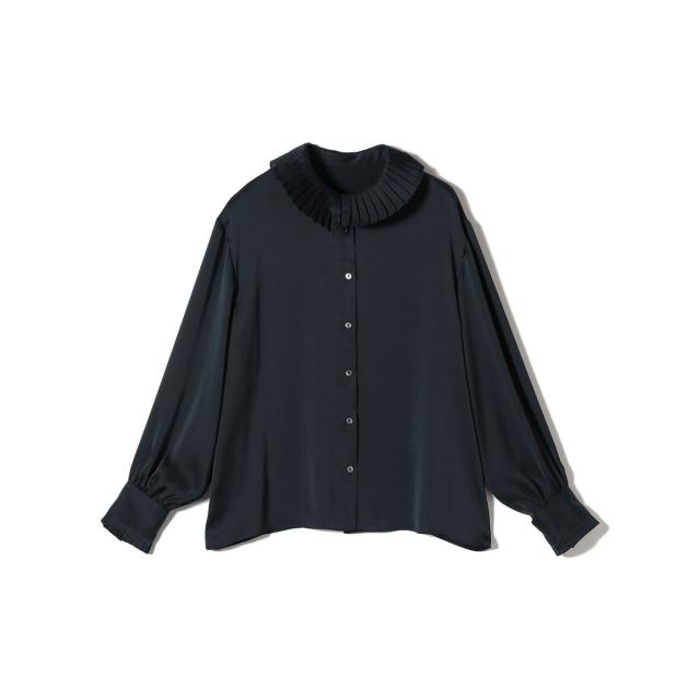 シップス（SHIPS）/〈手洗い可能〉ヴィンテージ サテン 襟 プリーツ ブラウス