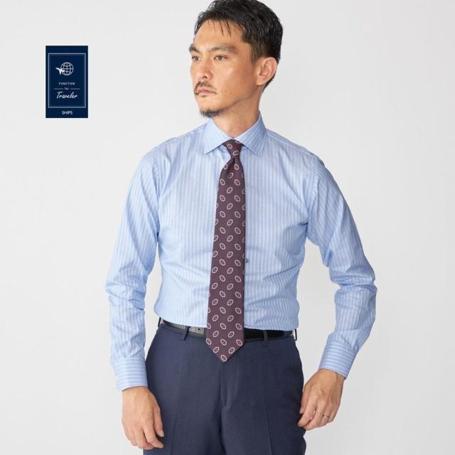 シップス（SHIPS）/SHIPS:〈FUNCTION〉イージーアイロン オルタネイトストライプ ワイドカラー シャツ