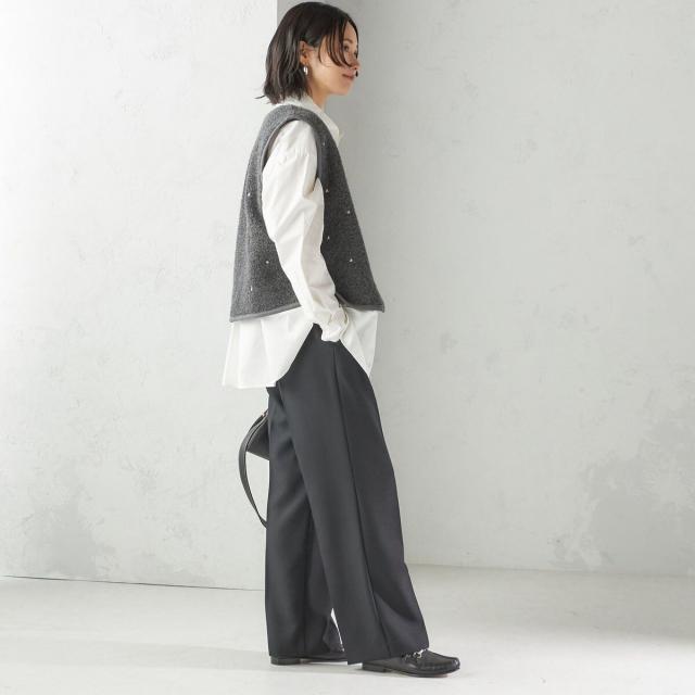 シップス（SHIPS）/【SHIPS別注】assiette:ウール混 ボア 刺繍 ベスト