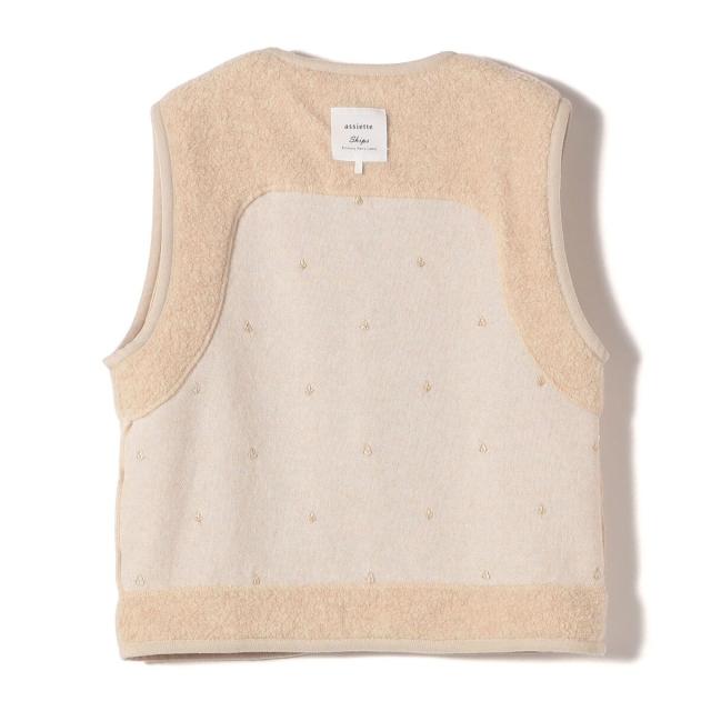 SHIPS assiette ウール混 ボア 刺繍 ベスト シップス（SHIPS）/【SHIPS別注】assiette:ウール混 ボア 刺繍 ベスト