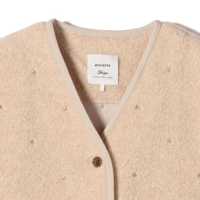 シップス（SHIPS）/【SHIPS別注】assiette:ウール混 ボア 刺繍 ベスト