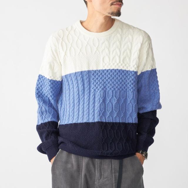 シップス（SHIPS）/SHIPS: 〈手洗い可能〉コットン ウール アラン プルオーバー ニット