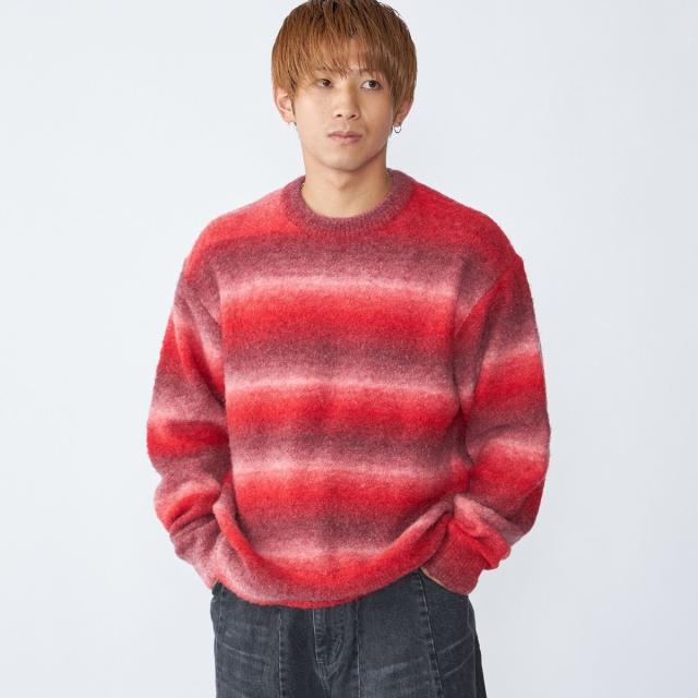 シップス（SHIPS）/City Ambient Products: 〈手洗い可能〉グラデーション オンブレ ボーダー クル