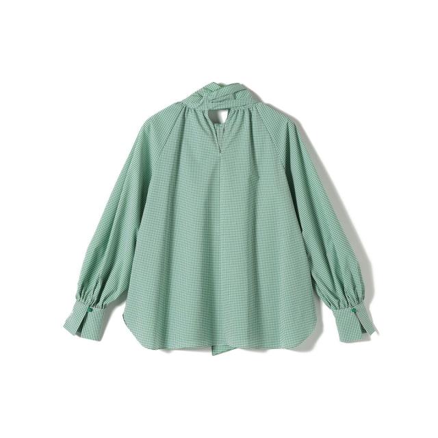 シップス（SHIPS）/SHIPS Primary Navy Label:ストレッチ ギンガム ボウタイ ブラウス