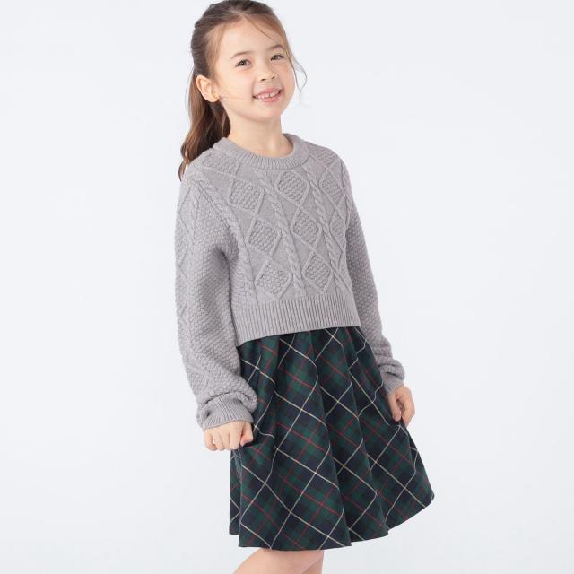 シップス（SHIPS）/SHIPS KIDS:100〜130cm /〈洗濯機可能〉ケーブルニット ドッキング ワンピース
