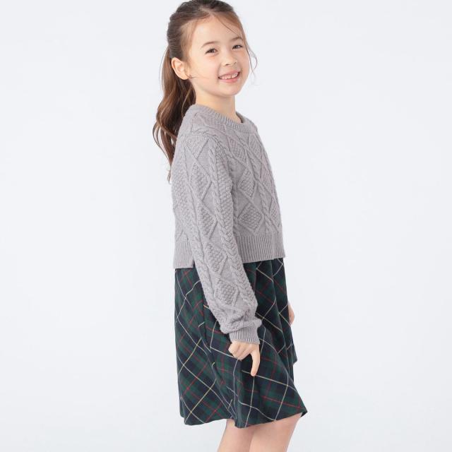シップス（SHIPS）/SHIPS KIDS:100〜130cm /〈洗濯機可能〉ケーブルニット ドッキング ワンピース_2