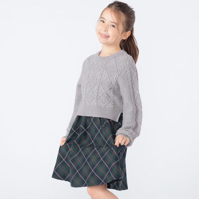 シップス（SHIPS）/SHIPS KIDS:100〜130cm /〈洗濯機可能〉ケーブルニット ドッキング ワンピース_3