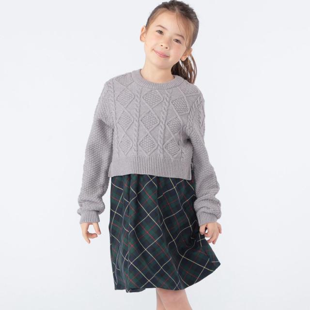 シップス（SHIPS）/SHIPS KIDS:100〜130cm /〈洗濯機可能〉ケーブルニット ドッキング ワンピース_4