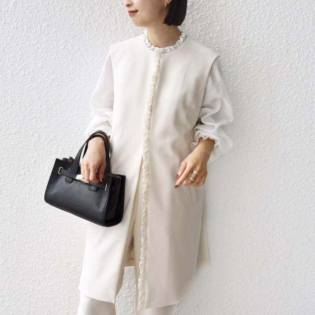 シップス（SHIPS）/【SHIPS別注】kaene:〈洗濯機可能〉ダンボール フリル ロング ジレ（セレモニー対応可）