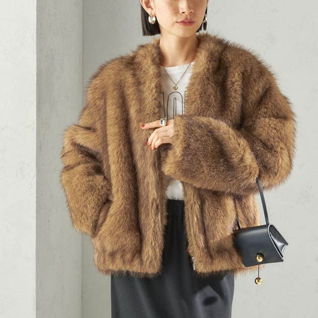 シップス（SHIPS）/フェイク ファー コクーン ブルゾン