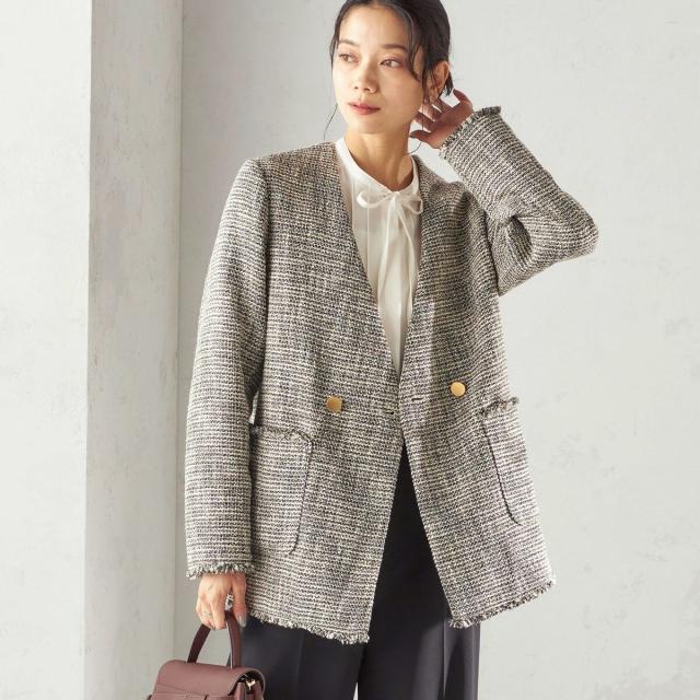 シップス（SHIPS）/トライスピン 杢 ツイード カラーレス ジャケット（セレモニー対応可）