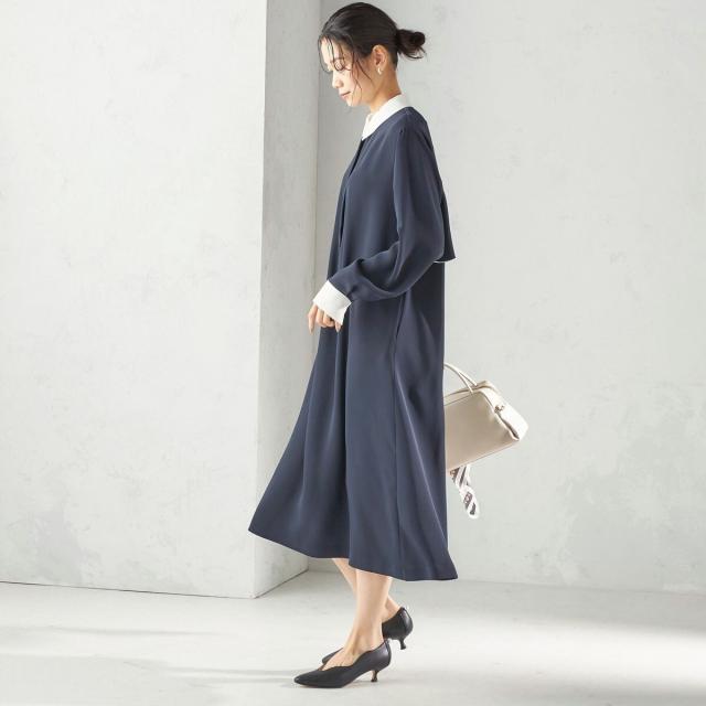 シップス（SHIPS）/〈洗濯機可能〉ライト ダブルクロス バックフリル Aライン ワンピース（セレモニー対応可）_13